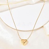 304 Stainless Steel Heart Pendant Round Snake Chain Necklaces for Women NJEW-B122-01G-02-1