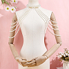 1Pc Round White ABS Plastic Imitation Pearl Beaded Multi-Layered Shoulder Chains AJEW-HY0003-27-4