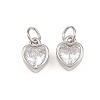 Valentine's Day Brass Micro Pave Clear Cubic Zirconia Charms KK-H292-52A-P-1