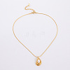 Elegant Stainless Steel with Imitation Pearl Teardrop Pendant Necklaces for Fashionable Women AJ2709-3