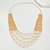 Elegant Brass Geometric Tassel Multi Layered Bib Necklaces for Women's Party Outfit GR3254-4