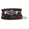 1Pc Cowhide & Imitation Leather Cord Knitted Multi-strand Bracelets AJEW-GF0011-50B-5