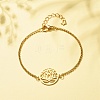 201 Stainless Steel Lotus Links Bracelet with 304 Stainless Steel Box Chains for Women BJEW-JB08281-04-2