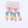 Heart & Pencil Acrylic Stud Dangle Earrings FS-WG3499D-01-1