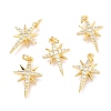 Brass Micro Pave Clear Cubic Zirconia Pendants X-ZIRC-O036-38G-1