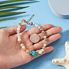 Ocean Dyed Synthetic Turquoise Turtle & Natural Flower Amazonite Round Beaded Anklets AJEW-TA00062-5