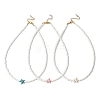 3Pcs 3 Colors Dyed Synthetic Turquoise Starfish & Glass Seed Beaded Necklaces NJEW-JN05330-2