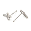 Brass Micro Pave Clear Cubic Zirconia Stud Earrings EJEW-R016-26P-18-4