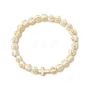 2Pcs 2 Colors Plating Acrylic Round Beads Stretch Bracelets for Men Women BJEW-JB12080-3