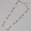 Christmas Theme Glass & Imitaiton Pearl & Brass LOVE Star Beaded Necklaces GF3195-7-1