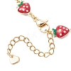 Brass Enamel Red Strawberry Link Chain Bracelet Makings AJEW-JB01420-4