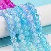 Spray Painted Crackle Glass Beads Strands DGLA-C002-8mm-05-3