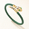 Alloy Cubic Zirconia & Enamel Braided Syntheti Leather Cord Cuff Bangles FS-WG13903-04-1