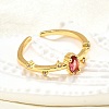 Brass Micro Pave Cubic Zirconia Cuff Rings for Women RJEW-H247-24G-2