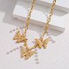 304 Stainless Steel Crystal Rhinestone Enamel Bib Necklaces with Imitation Pearl Beads Tassel WGF7F64-02-1