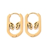 304 Stainless Steel Oval with Butterfly Hoop Earrings for Women STAS-B035-02G-1