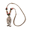 Ceramic Fish Pendant Adjustable Waxed Cord Necklaces for Women NJEW-B146-04-2
