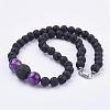 Natural Amethyst Beaded Necklaces & Stretch Bracelets Jewelry Sets SJEW-JS00918-05-2