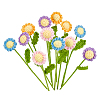 12Pcs 4 Colors Crochet Cotton Flower Ornaments with Iron Wire AJEW-FG0002-93-1