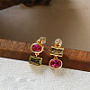 Brass Glass Stud Earrings WG20E7A-04-1