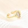 Ocean Theme Brass Micro Pave Cubic Zirconia Cuff Rings for Women LS-RJEW-F184-17D-G-4