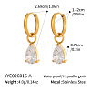 304 Stainless Steel Pave Cubic Zirconia Hoop Dangle Earrings for Women EU1593-1-2