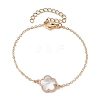 Plum Blossom Flower Glass Link Chain Bracelets BJEW-JB10540-1