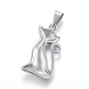 304 Stainless Steel Kitten Pendants STAS-G126-20AS-2