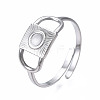 304 Stainless Steel Rectangle Open Cuff Ring RJEW-T023-86P-3