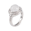 Natural Quartz Crystal Round Adjustable Rings RJEW-K271-04P-07-2