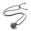 Natural Amethyst Round Pendant Necklace NJEW-H009-02-03-2