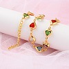 Heart Brass Link Bracelets for Woman BJEW-S157-04G-3