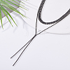 1Pc Brass Jet Rhinestone Cup Chain Lariat Necklaces NJEW-LP0001-56-3