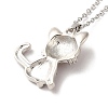 Alloy Rhinestone Cat Pandant Necklace with Cable Chains NJEW-K248-01P-02-3
