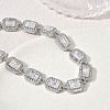 304 Stainless Steel Full Rhinestone Rectangle Link Chain Bracelets SA-CBABBEA-03P-3