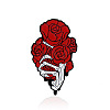 Skeleton Hand with Rose Safety Brooch Pin JEWB-PW0001-002A-1