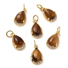 Natural Tiger Eye Teardrop Charms G-A034-01G-03-1