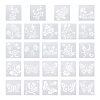 2Sets Square with Floral & Butterfly Pattern PET Drawing Stencil DIY-CW0001-12-9