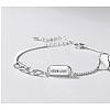 Anti-Tarnish Rhodium Plated 925 Sterling Silver Word Love Link Bracelet with Heart Charms for Lovers JB766A-01-1