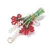 3D Glass Seed Beaded Bouquet with Bowknot Pendants PALLOY-MZ01153-03-4