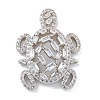 Rack Plating Brass Clear Cubic Zirconia Turtle Connector Charms KK-A234-054P-1