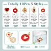 10Pcs 5 Styles Heart Theme Brass Enamel Pendants KK-TA0008-88-4