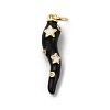 Brass Micro Pave Cubic Zirconia & Enamel Pendants KK-Q098-35G-C-1