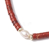 Natural Red Jasper and Pearl Beads Btacelets BJEW-JB10681-06-3