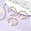 Brass Beads & Synthetic Hematite Beads Elastic Rings for Women RJEW-JR00806-1