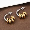 304 Stainless Steel Two Tone C-Shaped Stud Earrings EJEW-K268-78GP-3