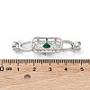 Rack Plating Brass Pave Green Glass Fold Over Clasps KK-B078-12P-2