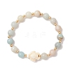 Natural Flower Amazonite & Synthetic Turquoise Stretch Bracelets BJEW-JB13474-2