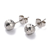 Non-Tarnish Textured Round Bead 304 Stainless Steel Stud Earring Findings EJEW-O104-01P-A-2