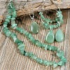 Bohemian Style Natural Green Aventurine Teardrop Pendant Necklaces & Chip Beaded Necklaces & Hoop Earrings & Dangle Earrings Sets WG11994-03-2